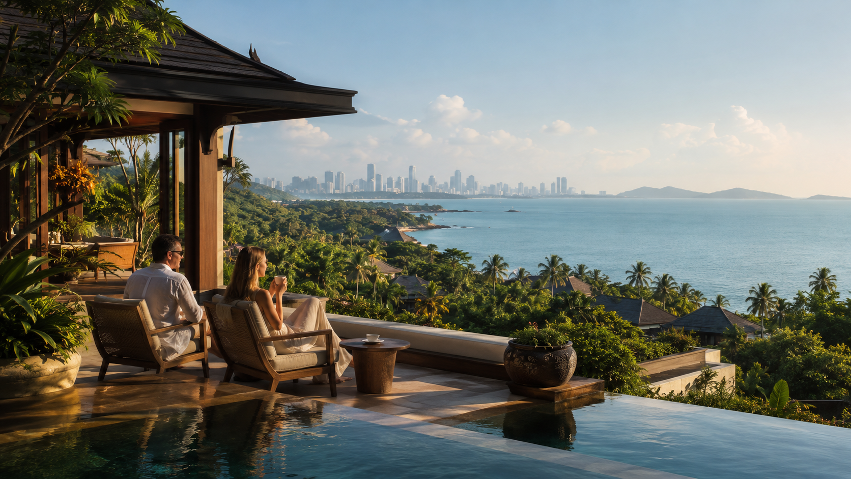An inviting view over the Thai coast, looking toward what comes next